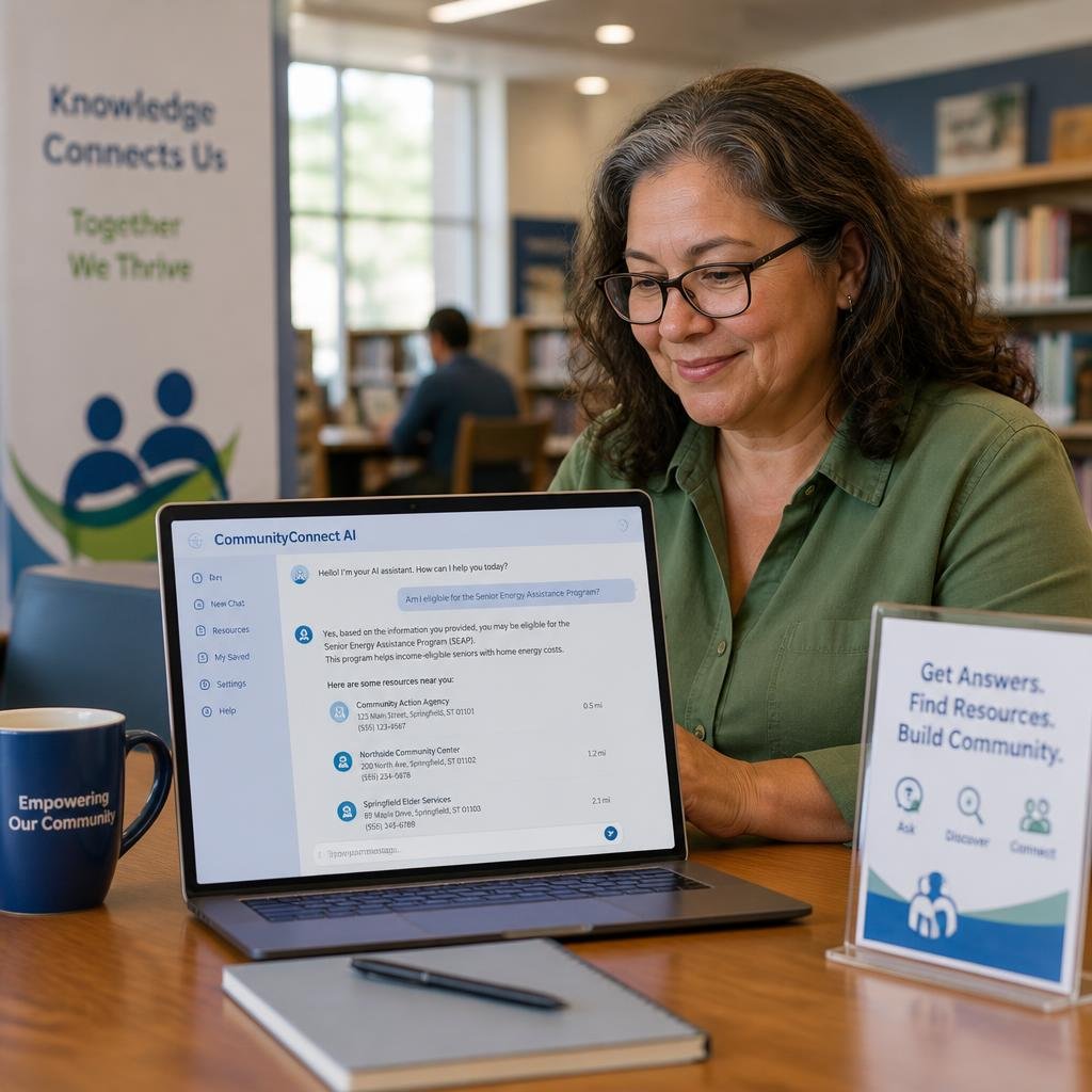 A_community_member_in_a_local_library_sitting_at_a_table_and_looking_at_a_laptop