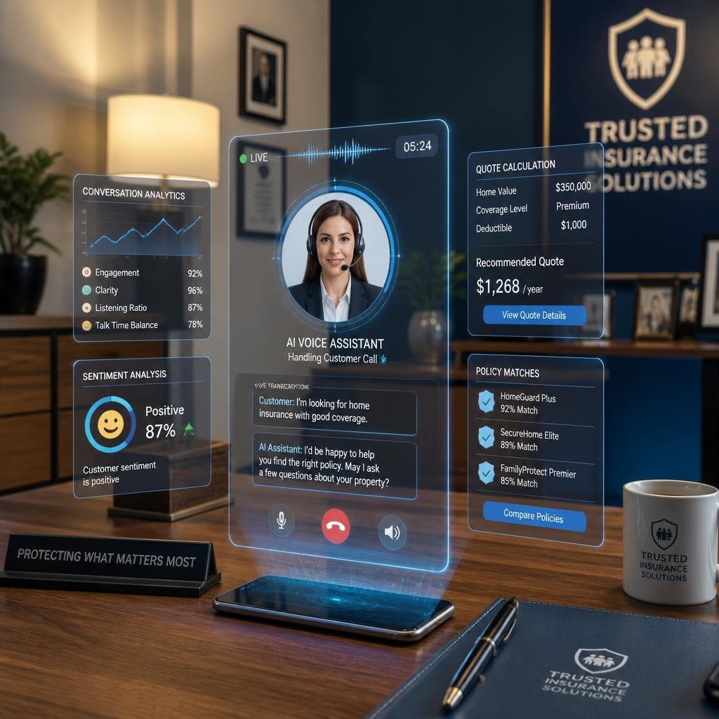 _A_professional_insurance_agent_s_desk_with_a_smartphone_displaying_an_AI_voice