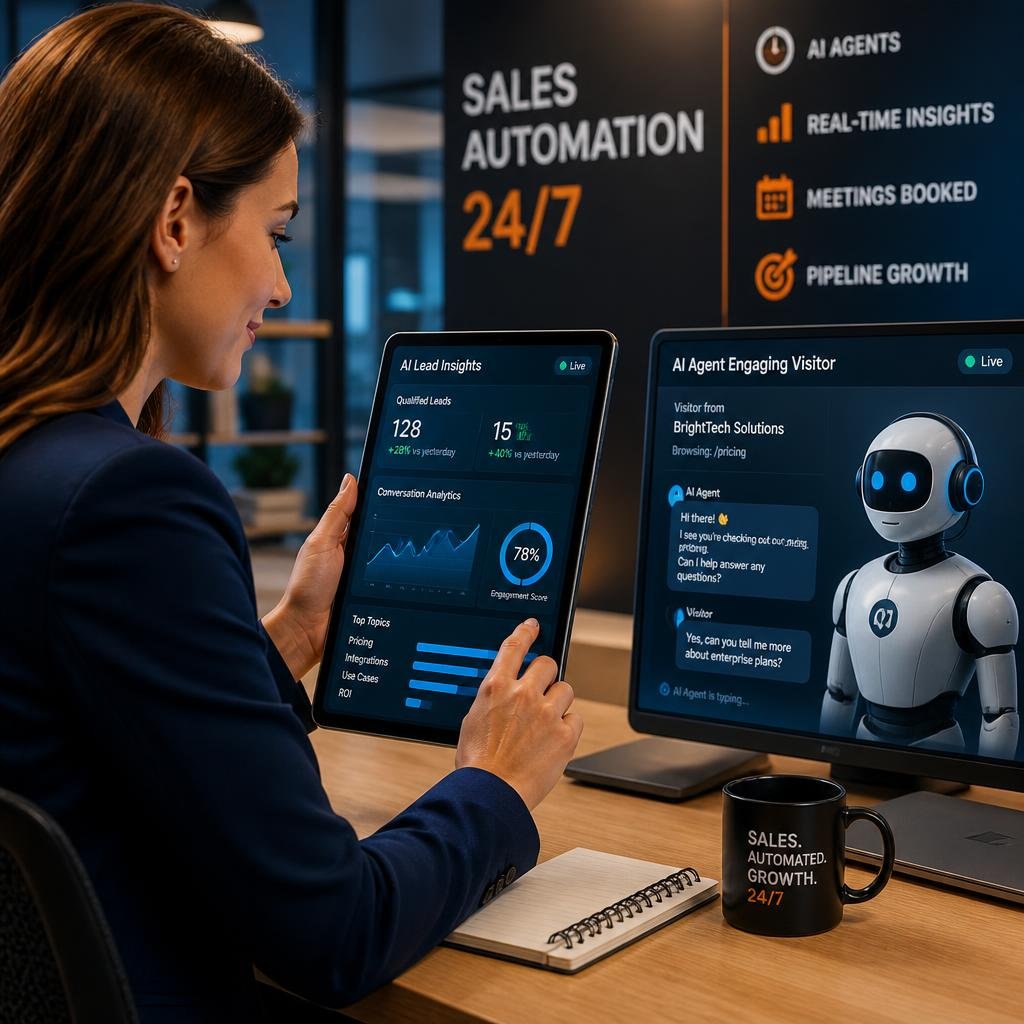 A_professional_salesperson_reviewing_AI-driven_lead_insights_on_a_tablet