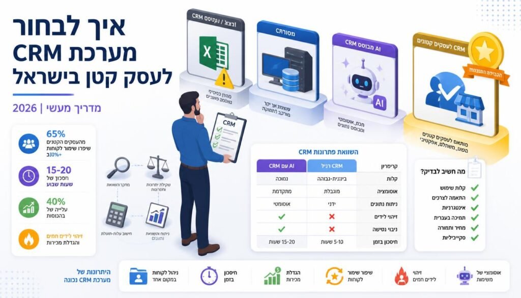 איך לבחור מערכת CRM לעסק קטן בישראל: מדריך מעשי