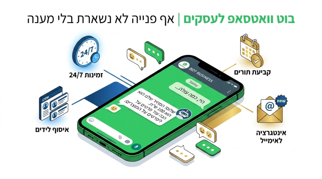 בוט וואטסאפ לעסקים: אף פנייה לא נשארת בלי מענה