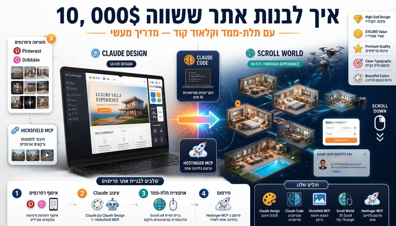 איך לבנות אתר ששווה 10,000$ עם תלת-ממד וקלאוד קוד — מדריך מעשי