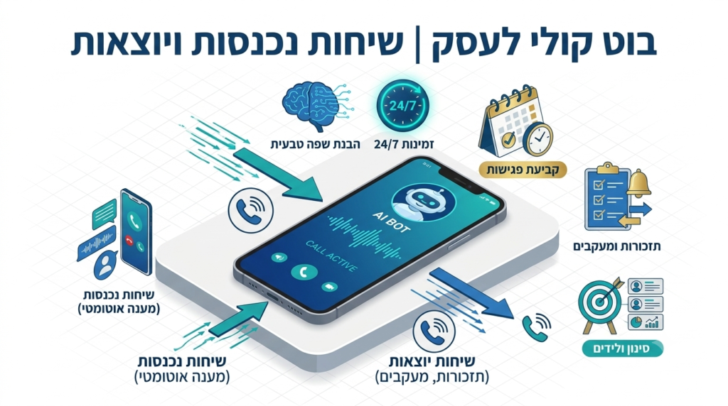 בוט קולי לעסק לשיחות נכנסות ויוצאות